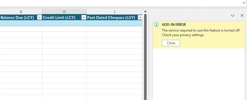 Add-in error