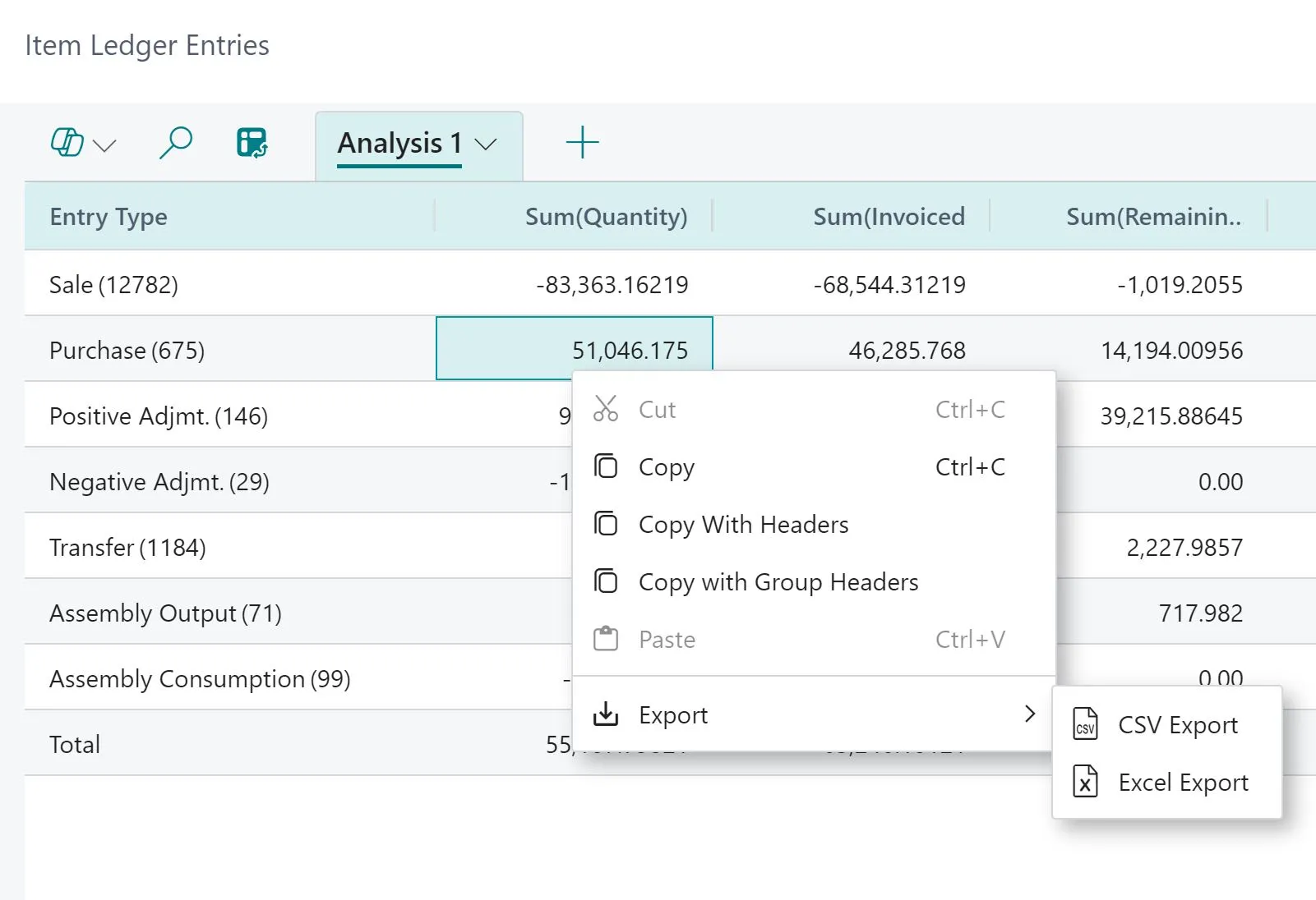 Export Analysis Mode