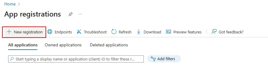 Click on New registration