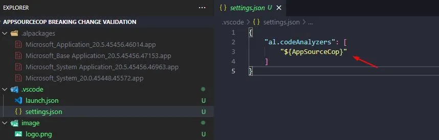 Specify ${AppSourceCop} in setting file