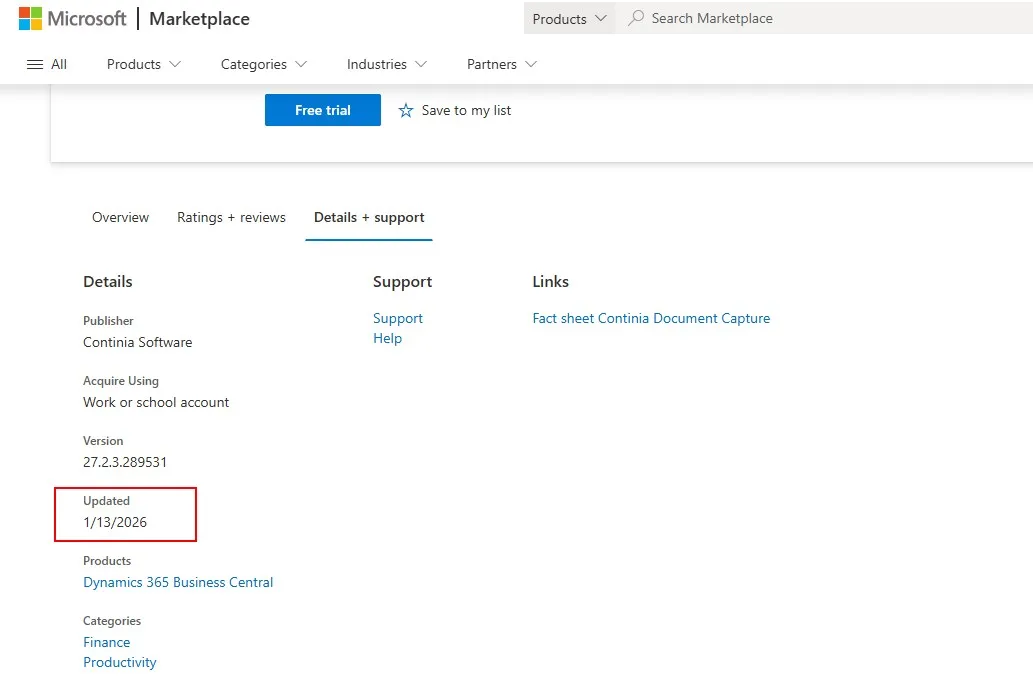 AppSource Updated Date