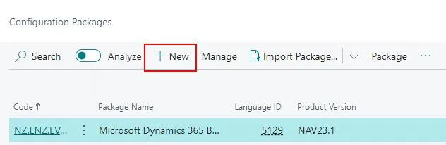 New Configuration Package