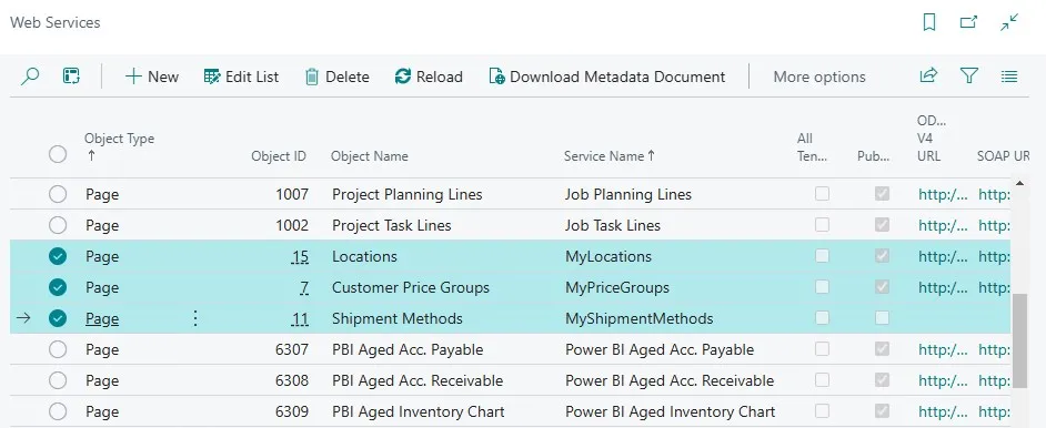 Web Service List