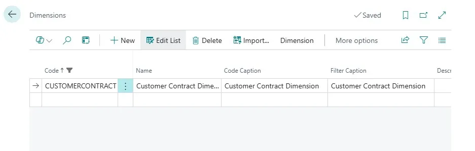 CUSTOMERCONTRACT dimension