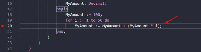 Setting a breakpoint