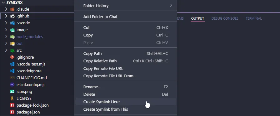 Create Symlink Here