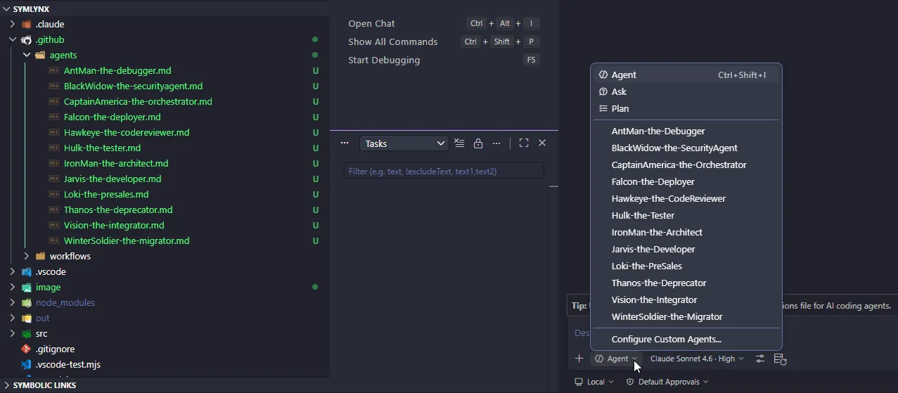 Custom Agents with Symlink