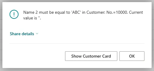 Customer TestField With Value
