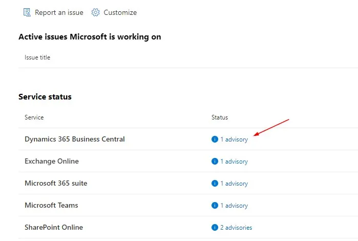 Click on D365 Business Central advisory