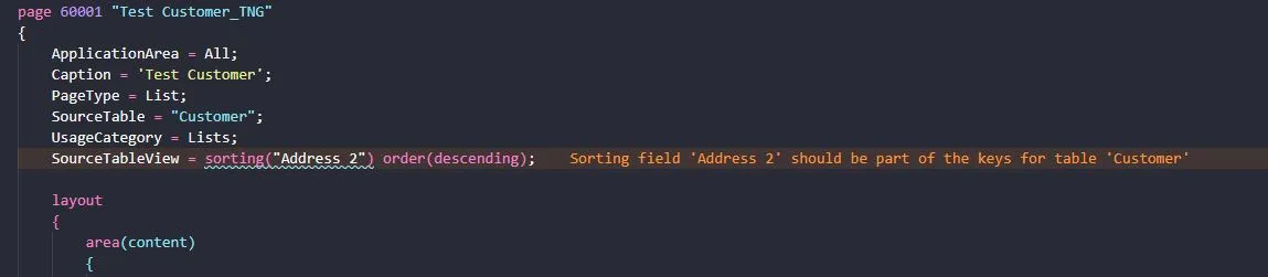 Warning Address 2 should be part of the keys