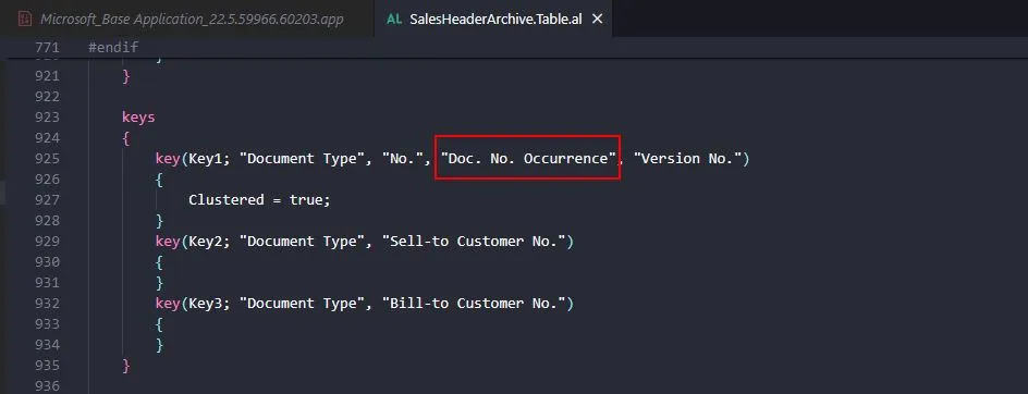 “Doc. No. Occurrence” as primary key