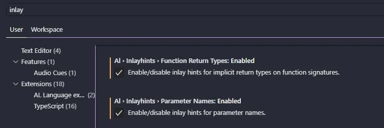 Enable Parameter or Return inlay hints