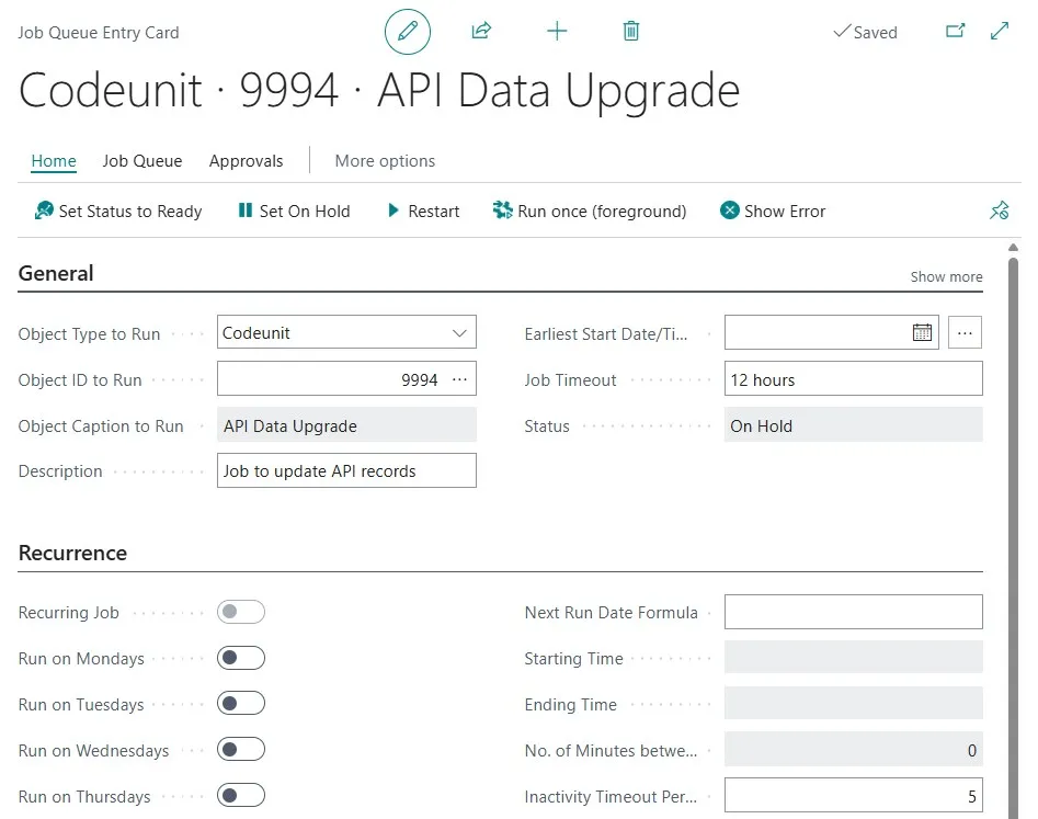 Job Queue API Data Upgrade