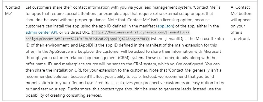 Direct Install URL under Contact Me