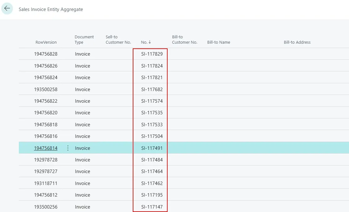 Gaps in the Invoices