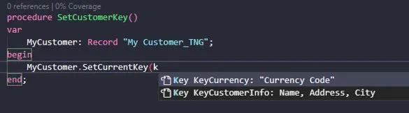 Find keys more easily using IntelliSense.