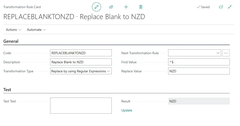 Replace Blank on Transformation Rule