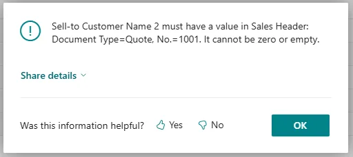 Sales Header TestField