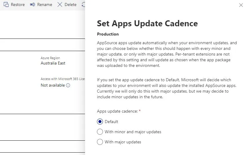 Apps Update Cadence