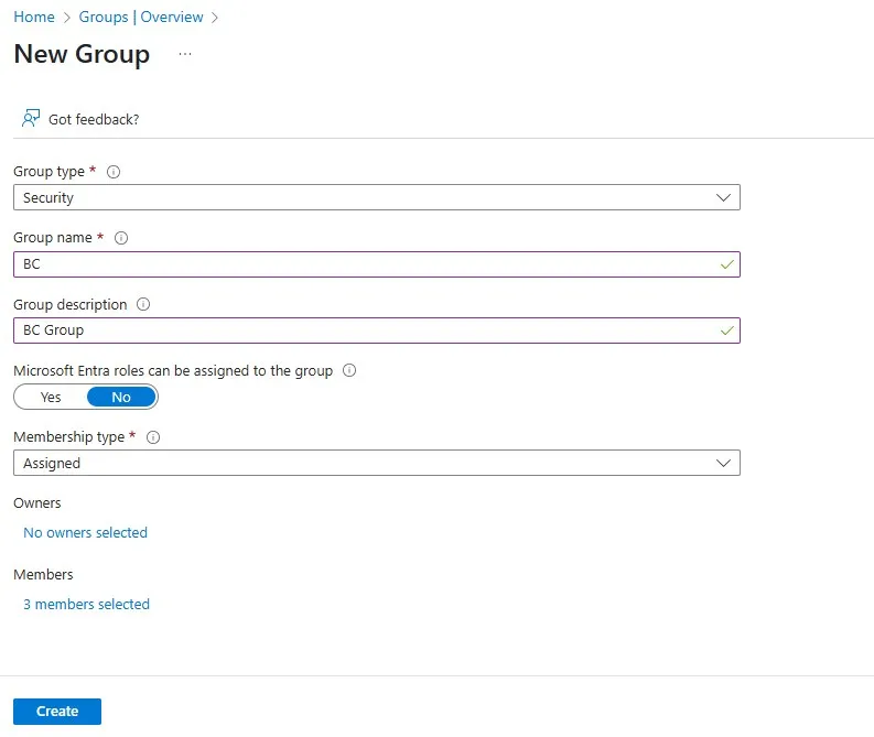 Create security group
