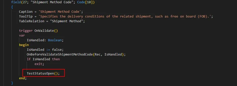 Shipment Method TestStatusOpen