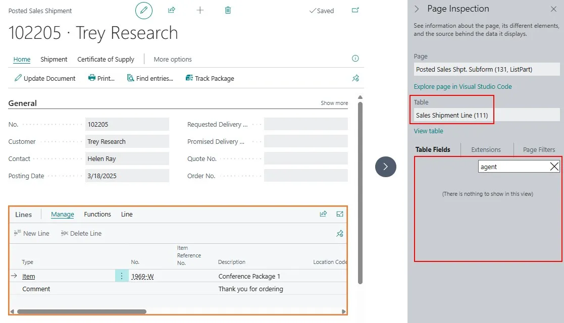 Shipping Agent fields in Sales Shipment Line