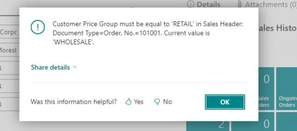 TestField Error Message