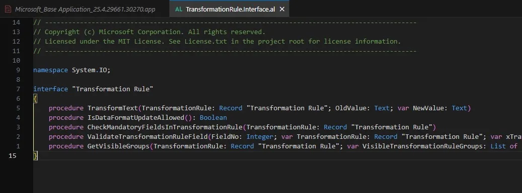 Transformation Rule Interface
