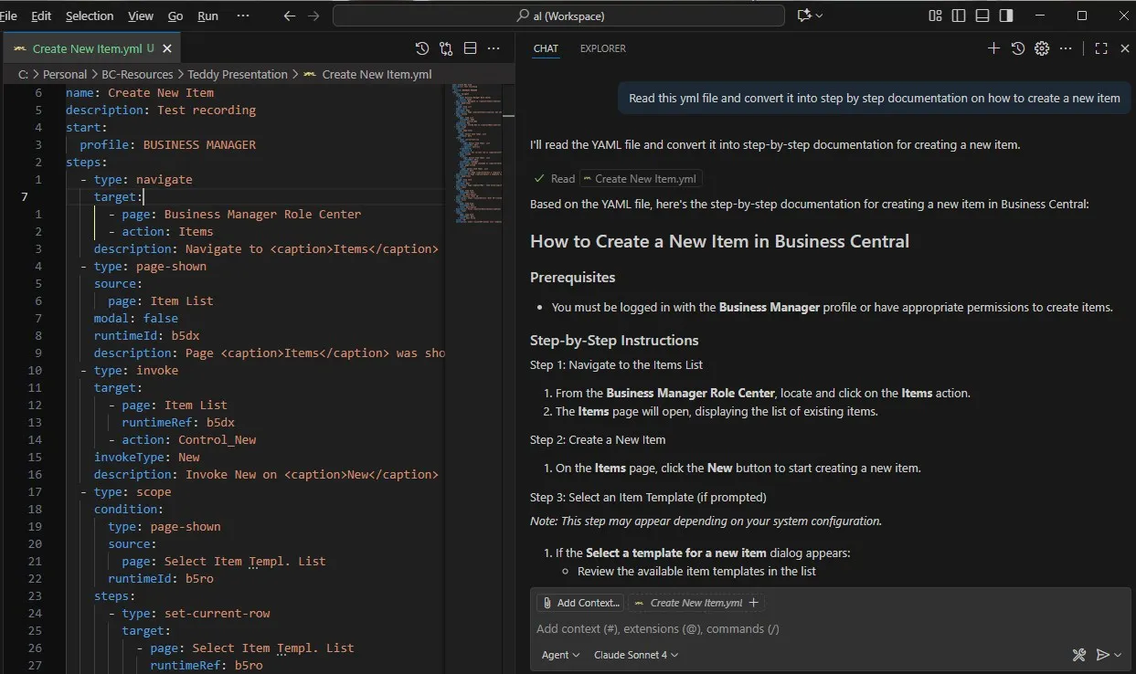 Use AI to turn page scripting to documentation