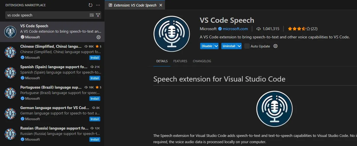 VS Code Speech