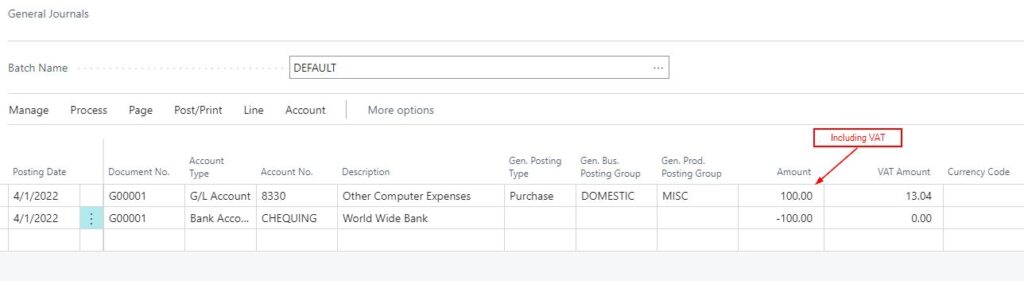 Amount Including VAT